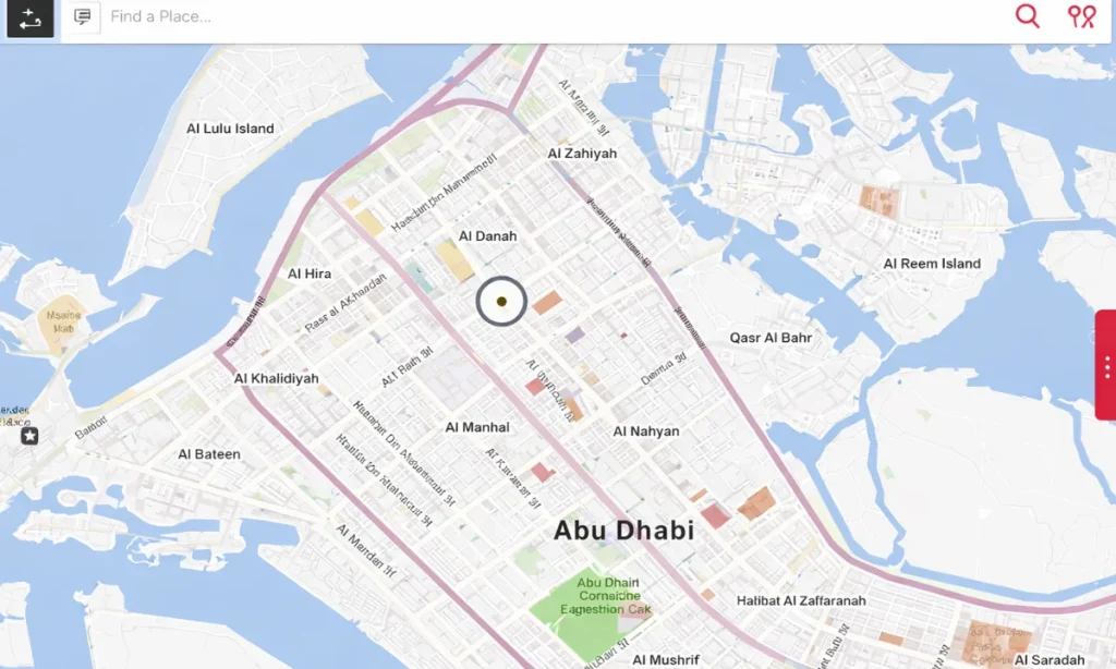 Darbi app map Abu Dhabi